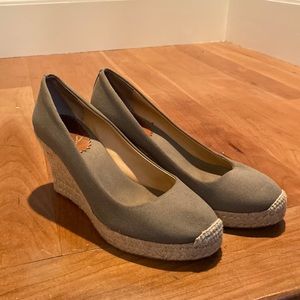 J Crew Seville espadrille wedge, green 7.5